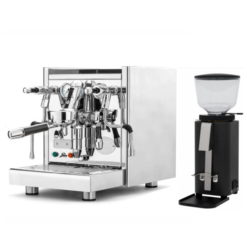 ECM TECHNIKA V e61 PID 2.1L Espresso Coffee Machine - ECM C-MANUALE Coffee Grinder - MATTE BLACK ANTHRACITE - Package 