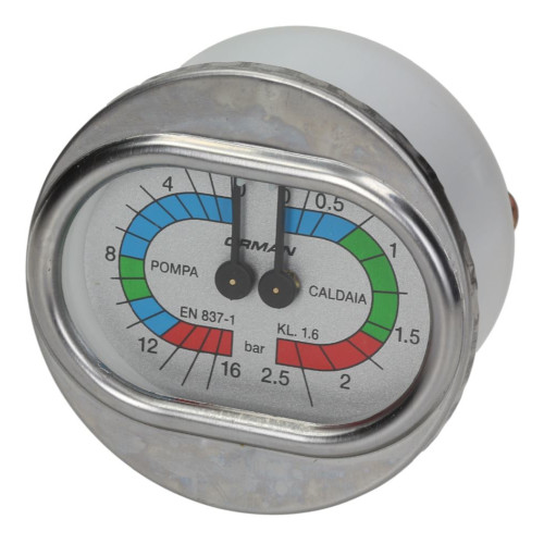 Boiler Pump Pressure Gauge / Manometer - 0-2.5 BAR - 0-16 BAR - White Face - OD 70mm Hole 63mm 1/8" BSPM - 1245801