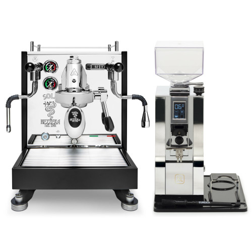 Bezzera Sole e61 PID 2L Espresso Coffee Machine - MATTE BLACK -  Eureka Oro Mignon XL Coffee Grinder - CHROME - Package Bezzera Sole e61 PID 2L Espresso Coffee Machine - MATTE BLACK -  Eureka Oro Mignon XL Coffee Grinder - CHROME - Package