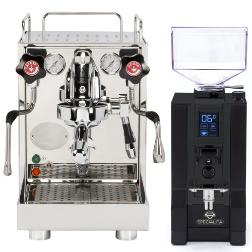 ECM Mechanika VI Slim e61 1.9L Espresso Coffee Machine - STAINLESS STEEL - Eureka Mignon Specialita' 55mm Flat Burr Coffee Grinder - BLACK - Package