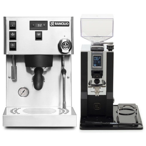 Rancilio Silvia Pro X Double Boiler PID Espresso Coffee Machine - STAINLESS STEEL - Eureka Oro Mignon XL 65mm Flat Burr Coffee Grinder - MATTE BLACK - Package