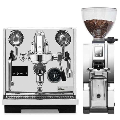 Eureka Costanza R e61 1.5L Espresso Coffee Machine - STAINLESS STEEL - Eureka Mignon Libra 65 AP All Purpose - Grind By Weight - 65mm Flat Burr Coffee Grinder - CHROME - Package