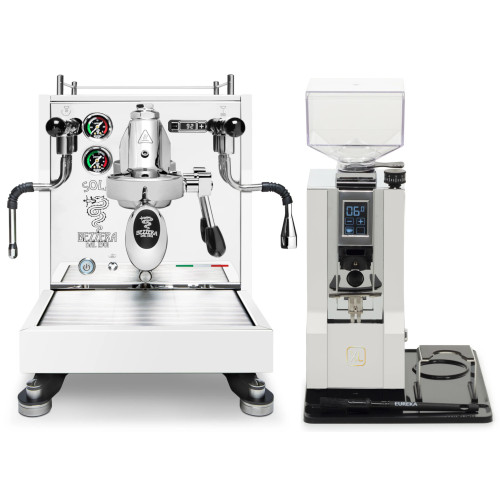 Bezzera Sole e61 PID 2L Espresso Coffee Machine - WHITE - Eureka Oro Mignon XL Coffee Grinder - WHITE - Package