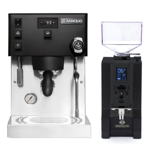 Rancilio Silvia Pro X Double Boiler PID Espresso Coffee Machine - BLACK - Eureka Mignon Specialita' Flat Burr Coffee Grinder - BLACK - Package