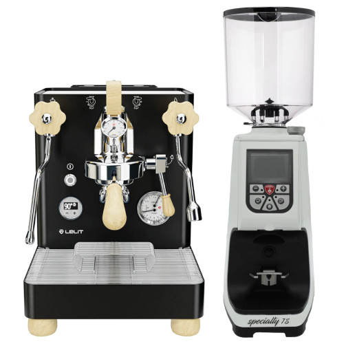 Lelit PL162T Bianca L58E Double Boiler PID 0.8/1.5L Espresso Coffee Machine - V3 - BLACK - Eureka Atom Specialty 75mm Flat Burr Coffee Grinder - WHITE - Package