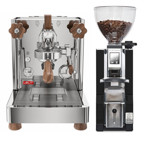 Lelit PL162T Bianca L58E Double Boiler PID 0.8/1.5L Espresso Coffee Machine - V3 - Eureka Mignon Libra 65 AP All Purpose Coffee Grinder - BLACK - Package