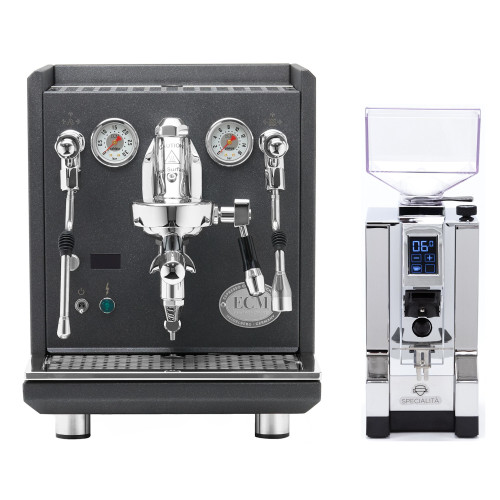 ECM Synchronika II e61 Double Boiler PID 0.75/2L Espresso Coffee Machine - Anthracite - Eureka Mignon Specialita' 55mm Coffee Grinder - CHROME - Package