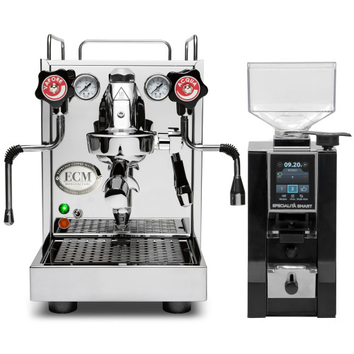 ECM Mechanika VI Slim e61 1.9L Espresso Coffee Machine - Stainless Steel - Eureka Mignon Specialita' Smart Coffee Grinder - Black - Package