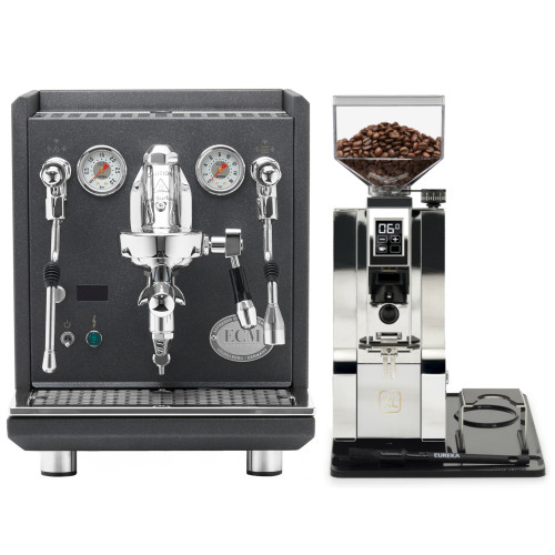 ECM Synchronika II e61 Double Boiler PID 0.75/2L Espresso Coffee Machine - Anthracite - Eureka Oro Mignon XL Coffee Grinder - Chrome - Package