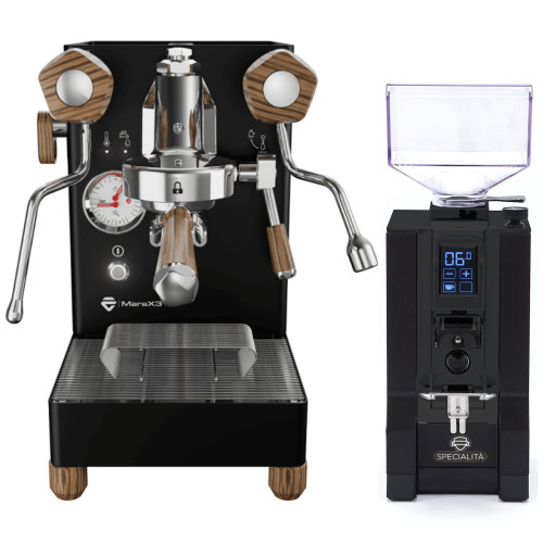 Lelit MaraX3 PL62X3 L58E 1.8L Espresso Coffee Machine - Black - Eureka Mignon Specialita' Coffee Grinder - Black - Package