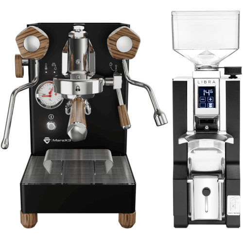 Lelit MaraX3 PL62X3 L58E 1.8L Espresso Coffee Machine - Black - Eureka Mignon Libra Coffee Grinder - Black - Package