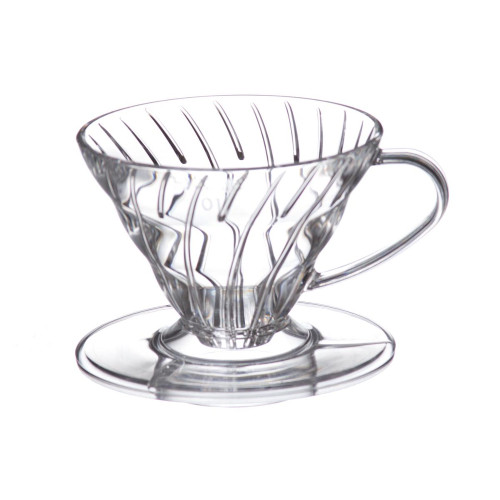 HARIO V60 Drip Filter Coffee Maker - Size 01 - 1-2 Cup - Clear Plastic
