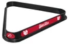 Utah Utes billiard triangle featuring a black frame with bright red Utah lettering, Utes team graphics, and red and white collegiate accents, shown at an angle on a white background.