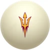 Arizona State Sun Devils cue ball featuring the ASU pitchfork logo in maroon and gold on a classic ivory-colored billiard ball, displayed individually on a white background.