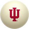 Indiana Hoosiers cue ball featuring the classic crimson interlocking IU logo on an ivory-colored billiard ball, displayed individually on a white background.