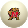 Maryland Terrapins cue ball featuring the colorful Maryland Terrapins logo in red, gold, black, and white on a classic ivory-colored billiard ball, displayed individually on a white background.