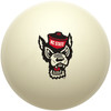 North Carolina State Wolfpack cue ball featuring the red, black, and white NC State Wolfpack mascot logo on a classic ivory-colored billiard ball, displayed individually on a white background.