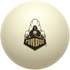 Purdue Boilermakers cue ball featuring detailed black and gold Purdue graphics on a classic ivory-colored billiard ball, displayed individually on a white background.
