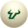 South Florida Bulls cue ball featuring the green and gold USF Bull U logo on a classic ivory-colored billiard ball, displayed individually on a white background.