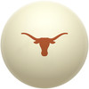Texas Longhorns cue ball featuring the iconic burnt orange Longhorn silhouette logo on a classic ivory-colored billiard ball, displayed individually on a white background.