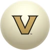 Vanderbilt Commodores cue ball featuring the gold Vanderbilt V logo with black outlining on a classic ivory-colored billiard ball, displayed individually on a white background.