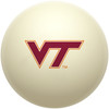 Virginia Tech Hokies cue ball featuring the iconic maroon and orange VT logo on a classic ivory-colored billiard ball, displayed individually on a white background.