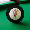 Arizona State Sun Devils Eight Ball displayed on green pool table felt, featuring the maroon and gold ASU pitchfork logo inside the white center circle of a classic black eight ball.