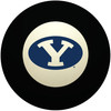 BYU Cougars Eight Ball featuring the iconic navy blue and white Oval Y logo centered inside the traditional white circle of a classic black billiard Eight Ball on a white background.