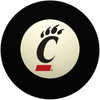 Cincinnati Bearcats Eight Ball featuring the black and red Cincinnati C-Paw logo centered inside the traditional white circle of a classic black billiard Eight Ball on a white background.