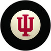 Indiana Hoosiers Eight Ball featuring the crimson IU trident logo centered inside the traditional white circle of a classic black billiard Eight Ball on a white background.