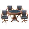 NG2351, Kingston, Oak, 3-in-1, Poker, bumper, dining, Table, 4, Arm Chairs, FREE SHIPPING, Hathaway, Blue Wave