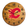 630-4011, Calgary, Flames, 720801956909, Oak, Barrel, Clock, Kentucky oak