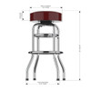 Was, Wash, Washington, Commanders, WFT, 30", Chrome, Bar, Stool, 680-1041, 26-1001, NFL, Imperial, 720801324005
