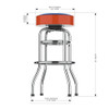 720801364186, University, Florida, FL, Gators,  30", Commercial, Chrome, Bar, Stool, 680-3026, Imperial