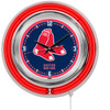 Boston, Red Sox, 15", Double, Neon, Wall, Clock, Holland Bar Stool, MLB, BOS, Clk15MLBBos, 071235006891