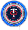 Minnesota, Twins, 15", Double, Neon, Wall, Clock, Holland Bar Stool, MLB, MIN, Clk15MLBMin, 071235007072