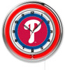 Philadelphia, Phillies, 19", Double, Neon, Wall, Clock,  Holland, Bar Stool Co, MLB, PHI, Phily, Clk19MLBPhi, CLK19, 071235007454