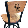 Colorado, Rockies, L038, Laser, Engraved, Wood, Back, Counter, Bar, Stool, 25", 30", 36", Maple, Wood, Seat, Holland Bar Stool,CO, COL, MLB, Fan Cave, Man Cave, L03825BWMedMplAMLBColMedMpl, 071235077211, L03830BWMedMplAMLBColMedMpl, 071235084622, L03836BWMedMplAMLBColMedMpl, 071235085353