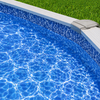 Sunlight Pattern Overlap Pool Liner Installed in Above Ground Pool – Bright Blue Water Design with Durable Vinyl Construction