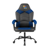 Front view of the Kansas Jayhawks oversized blue gaming chair with padded armrests, rolling base, and embroidered team logo