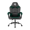 Front view of the Michigan State Spartans oversized green gaming chair with padded armrests, rolling base, and embroidered team logo