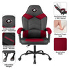 University of Georgia Bulldogs Champ Chair feature image showing team logo, padded armrests, adjustable height, smooth rolling casters, and red and black upholstery.