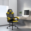 University of Iowa Hawkeyes Champ Chair displayed in a home office setting with black and gold team colors, padded comfort design, and rolling base.