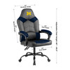 University of Michigan Wolverines gaming chair shown at an angle with product dimensions and adjustable chair features displayed.