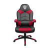 Indiana University Hoosiers oversized gaming chair in black, gray, and red with the Indiana IU logo on the headrest, shown from the front.
