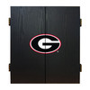 Closed Georgia Bulldogs dart cabinet in black with the red, black, and white Georgia G logo displayed on the front doors.