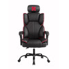 Nebraska Cornhuskers oversized gaming chair in black, gray, and red with the Nebraska N logo on the headrest, shown from the front.