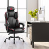 Nebraska Cornhuskers oversized gaming chair shown in a modern home office setting with black, gray, and red team-inspired design.