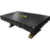 North Dakota State Bison black pool table cover displayed on a billiard table, featuring the green and yellow NDSU Bison logo centered on top. This custom NCAA table cover helps protect the pool table surface while adding North Dakota State team spirit to a game room, fan cave, pool room, or entertainment space.