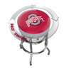 Ohio State Buckeyes chrome bar stool shown from above, featuring the round team logo seat and a 360-degree swivel design. This Ohio State bar stool adds Buckeyes team pride and functional seating to a home bar, game room, fan cave, or pool room.